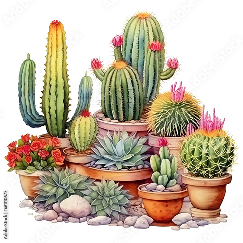 watercolor diverse cacti clipart sublimation