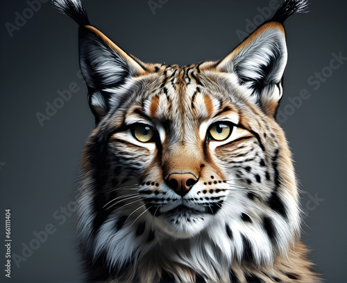 Majestic Lynx Close-Up Portrait: Wild Beauty in Detail. generative AI