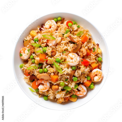 fried rice with shrimp isolated on transparent background Remove png, Clipping Path