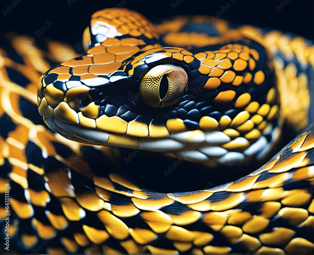 Obraz premium Majestic Python Close-Up: Portrait of a Serpent. generative AI