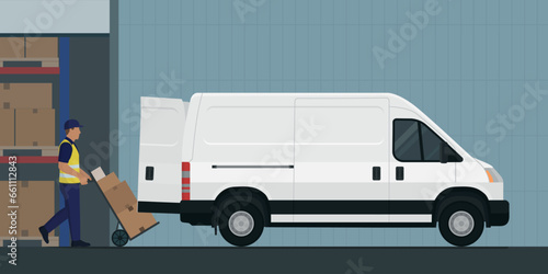 Man loading packages into the van