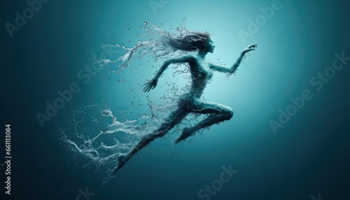 Water Splash Silhouette of Running Woman © DVS
