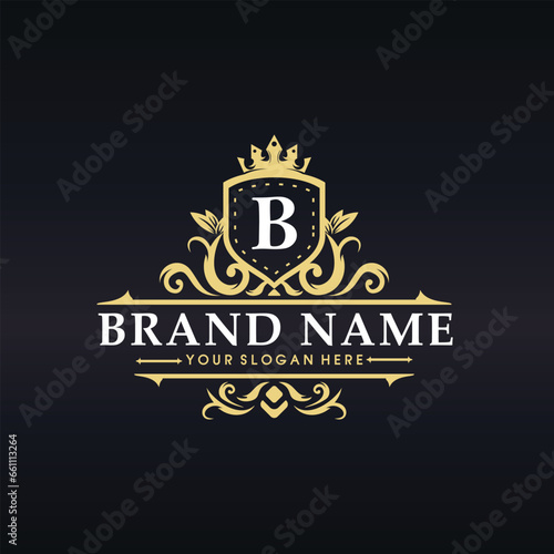 letter B logo design for Luxury, Restaurant, Royalty, Boutique, Cafe, Hotel, Heraldic, Jewelry, Fashion and other vector illustration