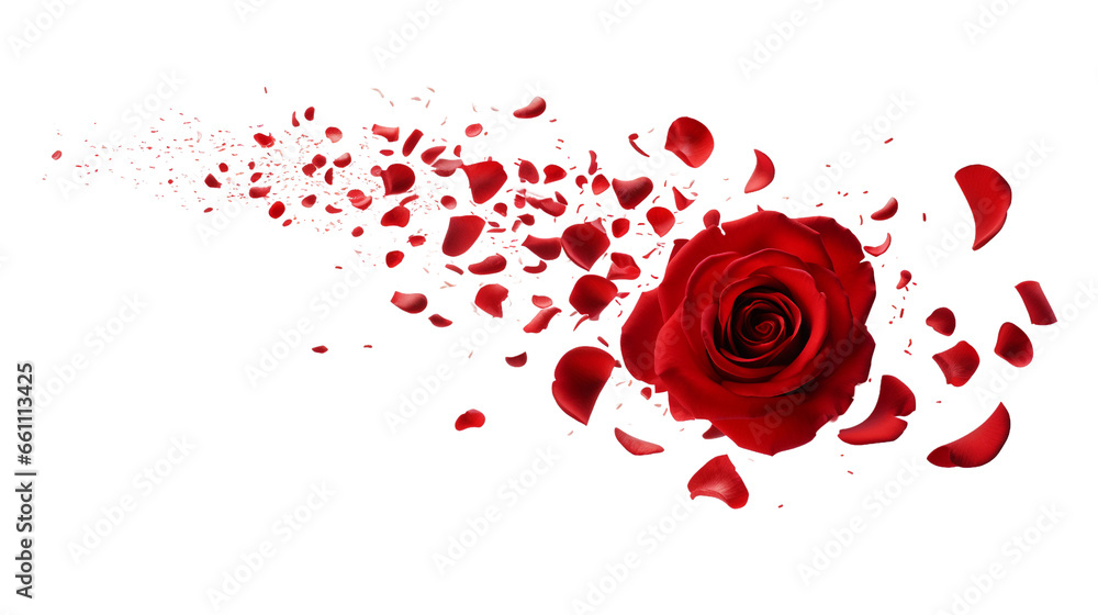 Rose flower with splash of petals Isolated, AI Generated Rose flower with splash of petals Isolated, AI Generated
