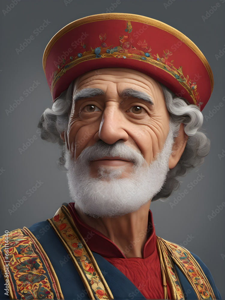 Obraz premium Distinguished Spanish Senior Gentleman in Traditional National Attire - Portrait. generative AI