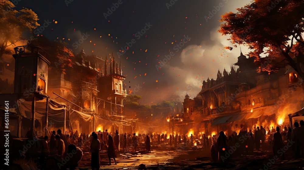 Fototapeta premium Diwali: Triumph of Light Over Darkness, A Festival of Hope and Renewal, A Time for Celebration and Reflection