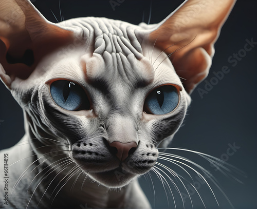 Majestic Sphinx Cat: Close-Up Portrait of a Hairless Feline. generative AI