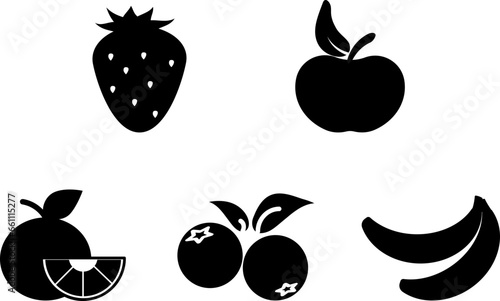 5 black line food icons