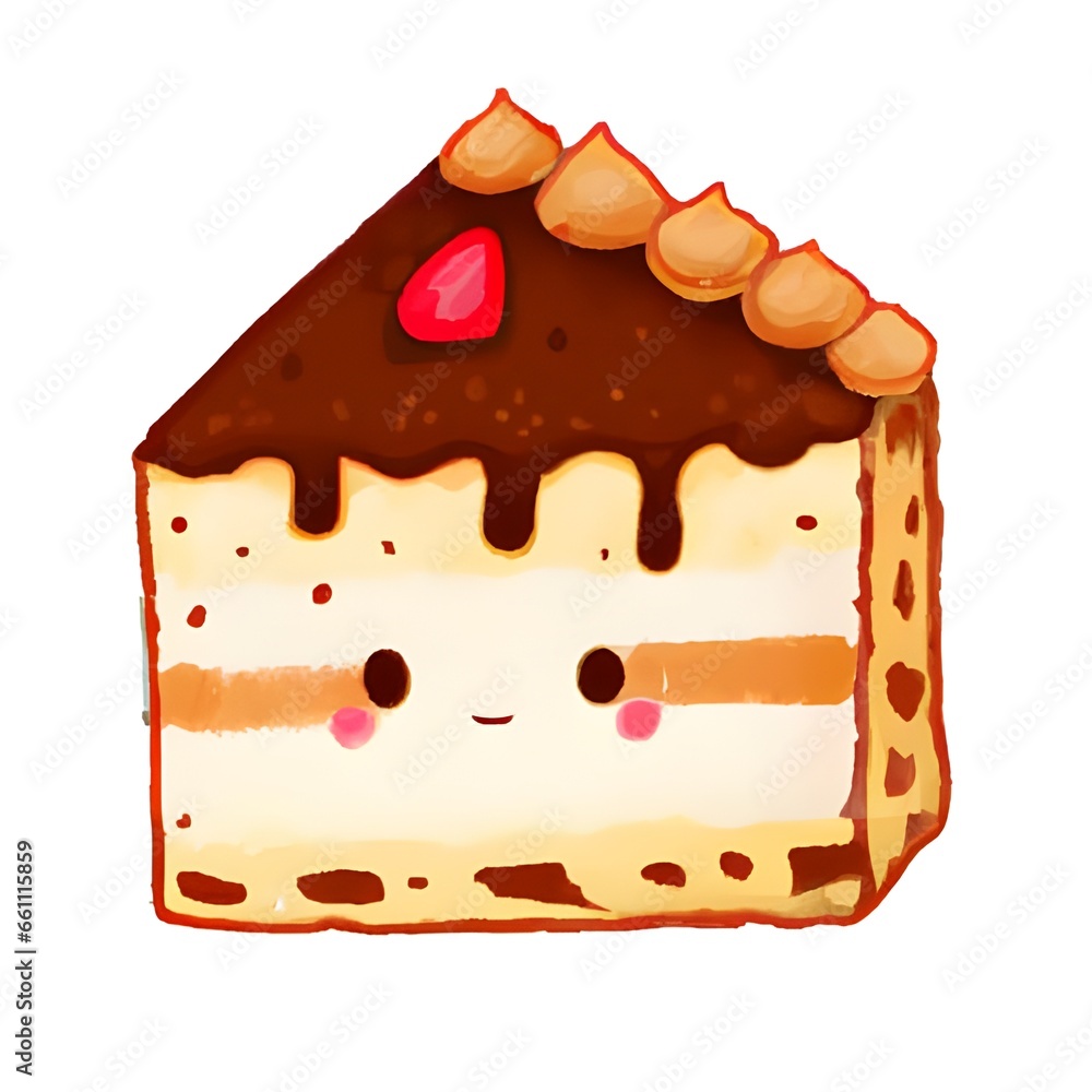 cute kawaii cake slice illustration, art, cake, cute kawaii ...