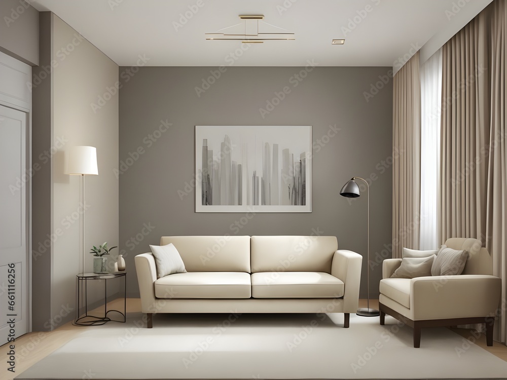 Fototapeta premium Minimalist home interior design of modern living room