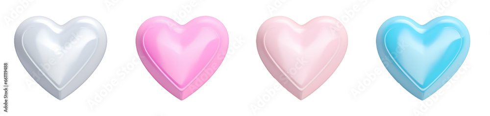 3D hearts isolated