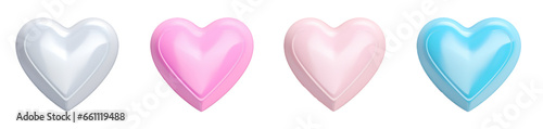 3D hearts isolated