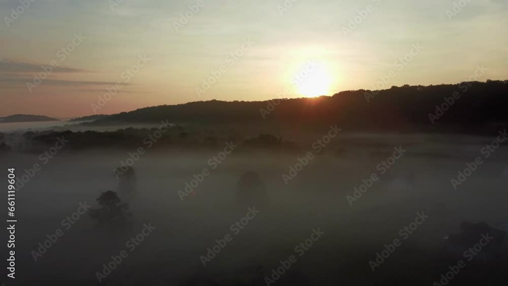 sunset in the mountains with fog sunset in the mountains with fog