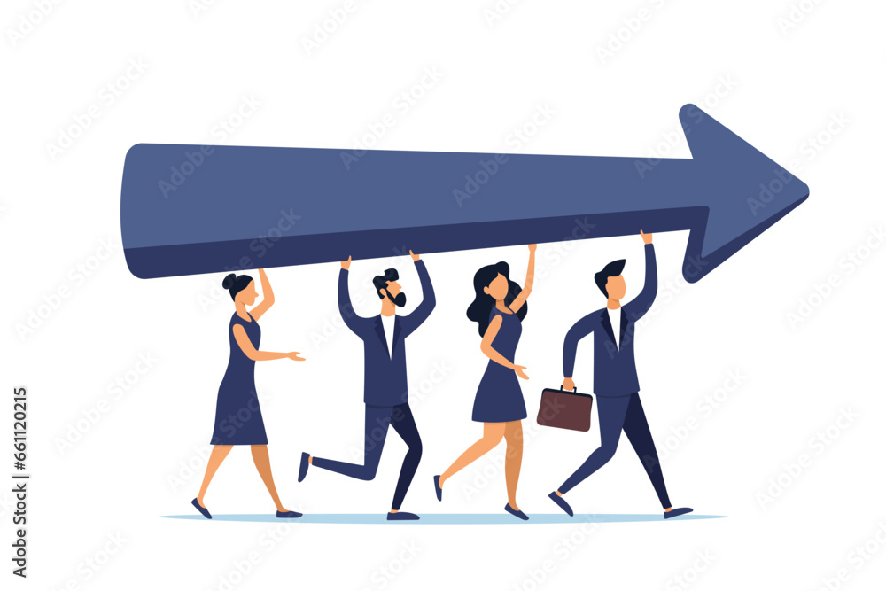 Fototapeta premium Improving teamwork, common business goals and directions. Collaborative teamwork. Illustration