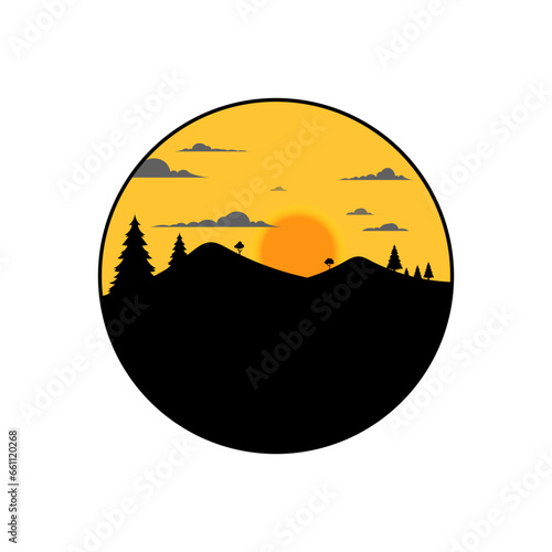 Natural landscape background vector scenery illustration