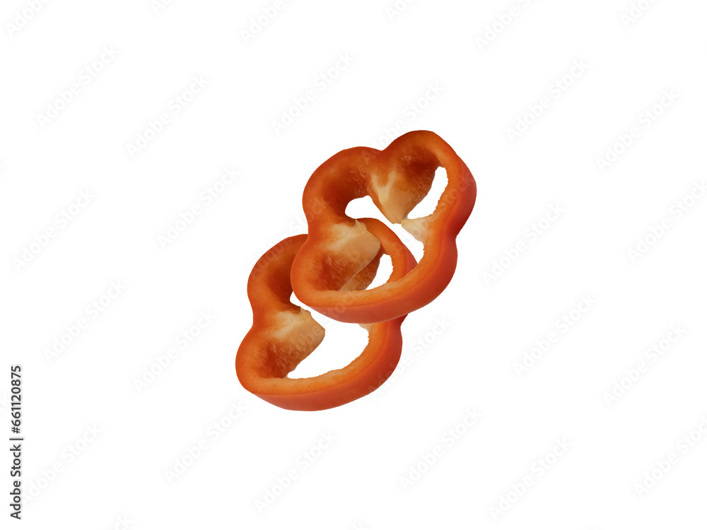 Fresh Red Slice Pepper Isolated With White Background Fresh Red Slice Pepper Isolated With White Background