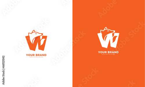 Wolf Logo, letter w. Vector graphic design