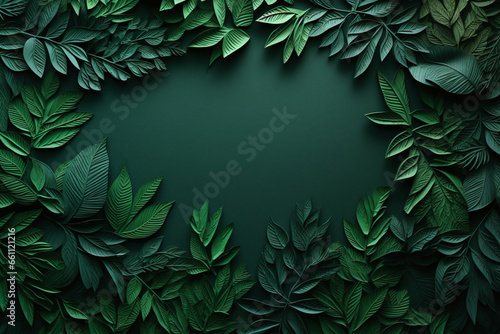 Collection of tropical leaves,foliage plant in greencolor with space background photo