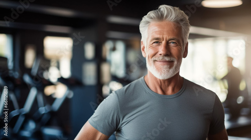 copy space, stockphoto, Portrait of senior man working out gym fitness, fitness concept. Elderly man in good shape and good health. Active elderly man. Healthy people. Good life insurance. 