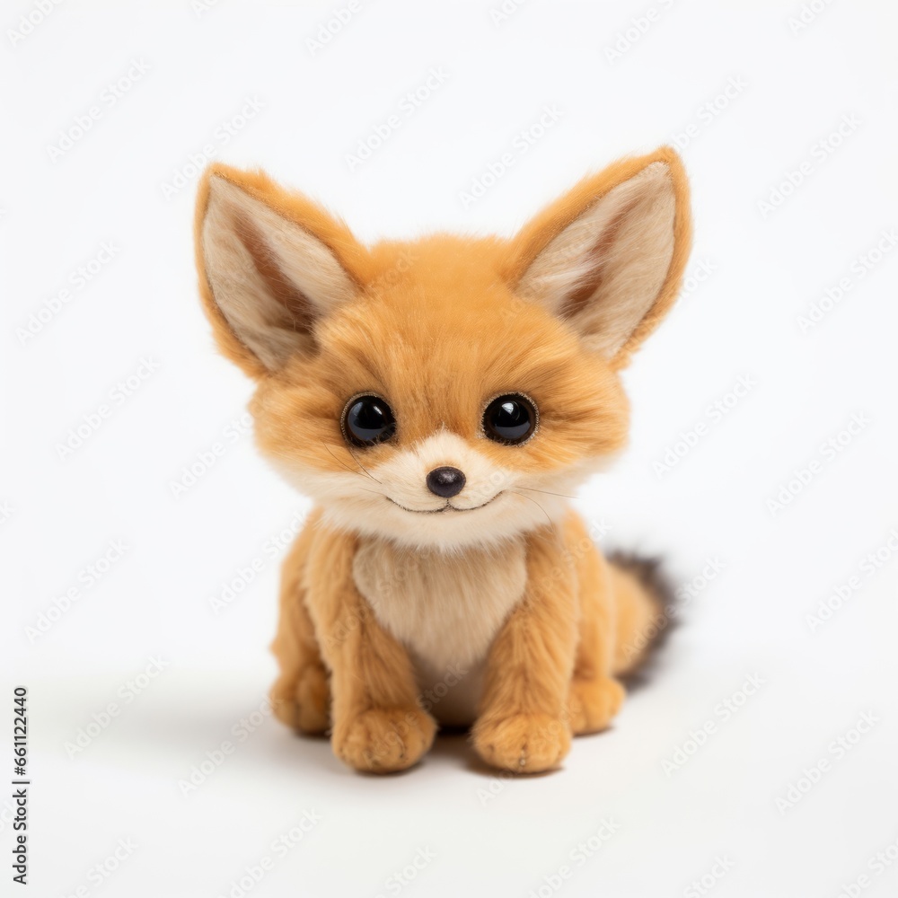 A cute stuffed animal sitting on a white surface A cute stuffed animal sitting on a white surface