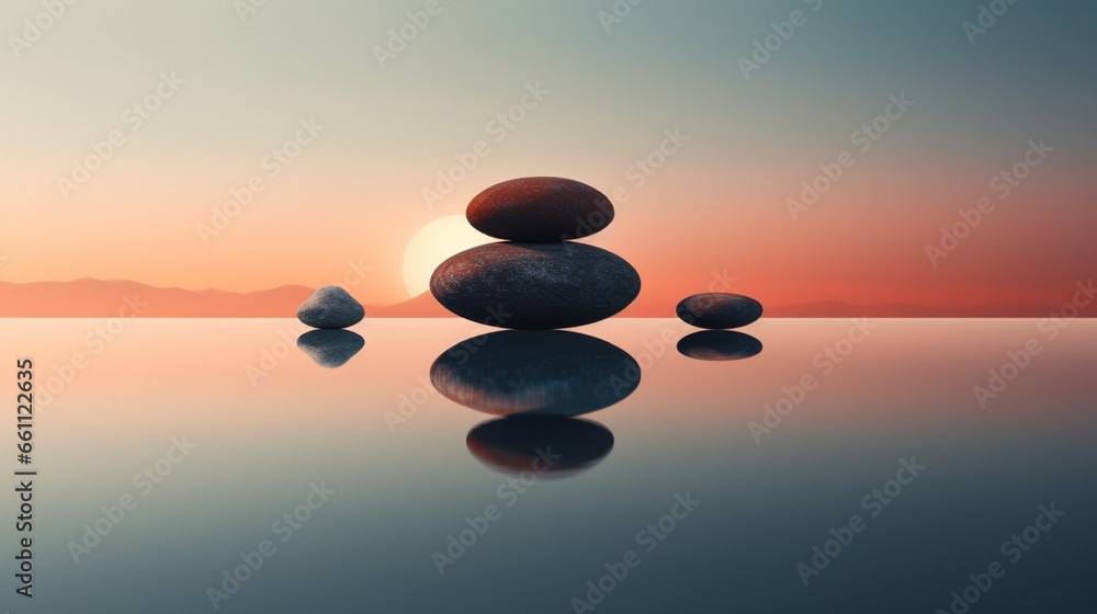 stack of stones in a lake