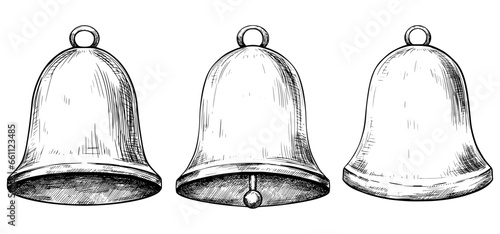 Bell set hand drawn vector sketch set 