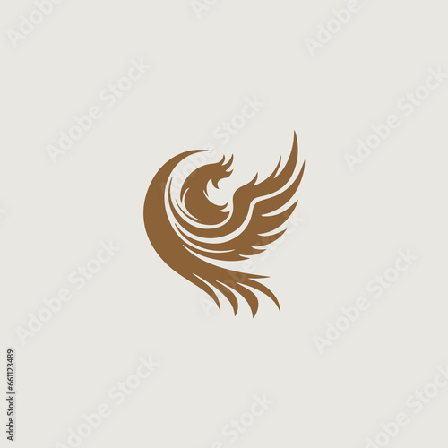 フェニックスをシンボリックに用いたシンプルかつスタイリッシュなロゴのベクター画像