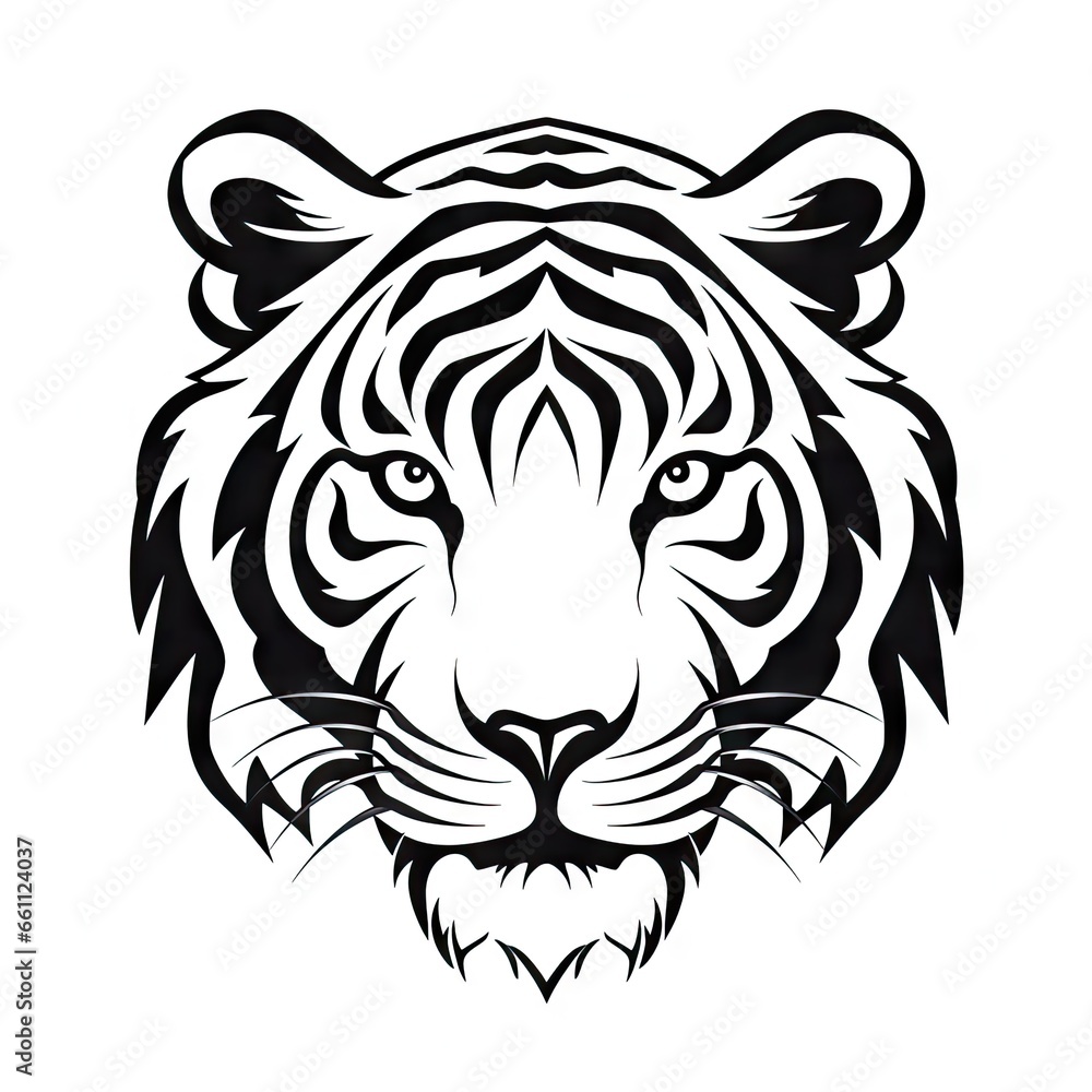 Tiger face on white background AI generative illustration Tiger face on white background AI generative illustration