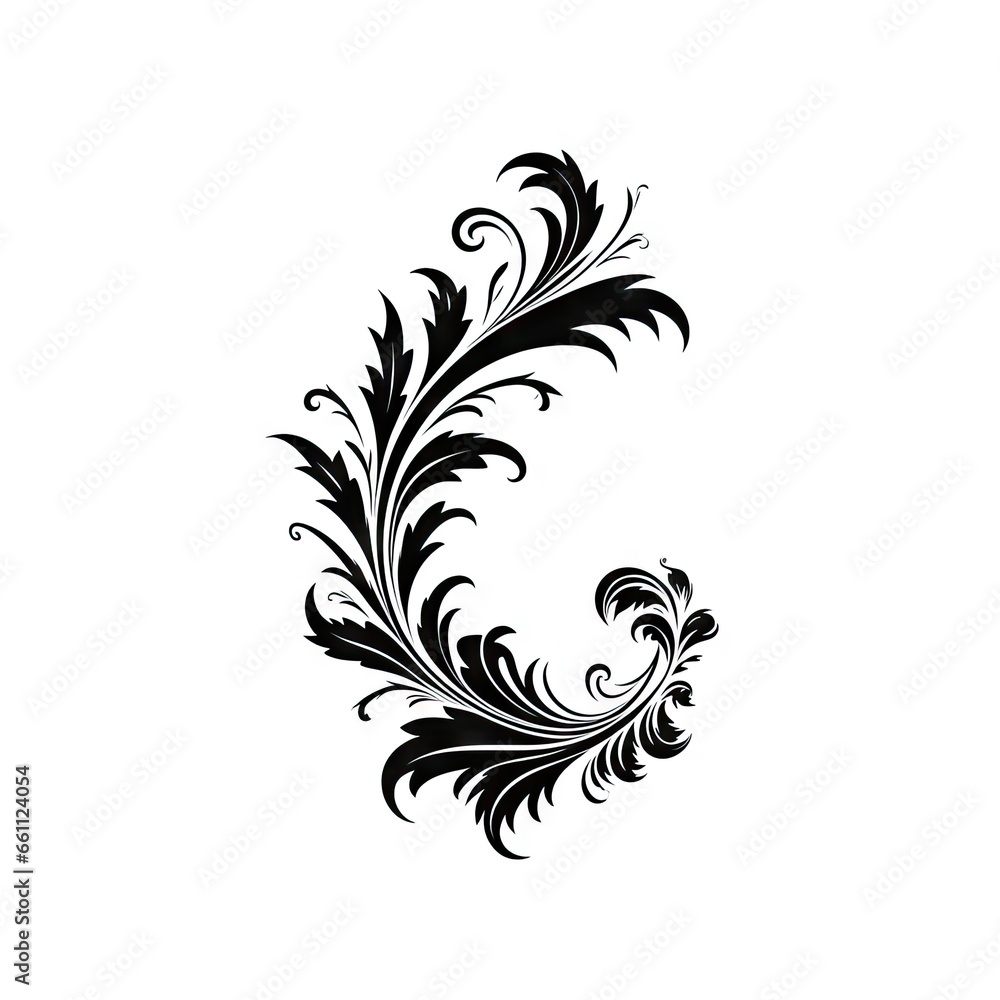 Fototapeta premium Baroque Victorian Frame Ornament, Floral Border, Baroque Decoration Element, Twin Icon, Filigree Flourish