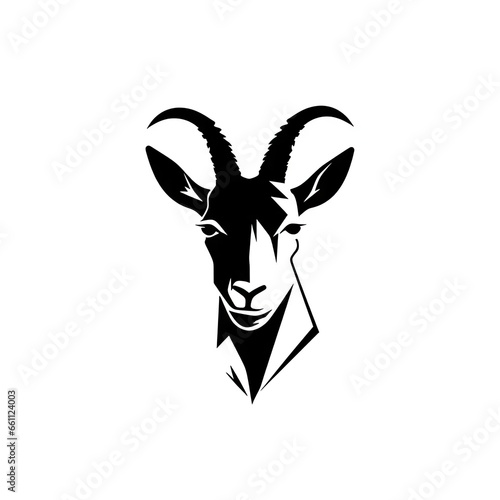 Goat head with horns on white AI generative illustration photo