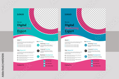 Business Flyer Layout with Colorful Accents. Corporate creative colorful business flyer template design , abstract business flyer, vector template design or business poster template in A4 size.