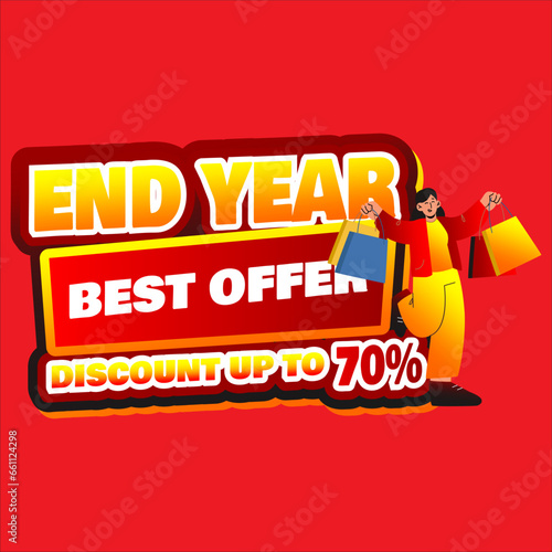 End Year Flash Sale Discount Banner Illustration