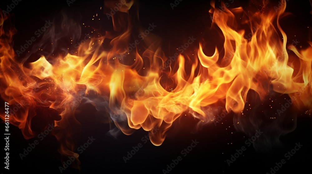 Fototapeta premium fire flame on black background. a realistic fire background. flame thrower background