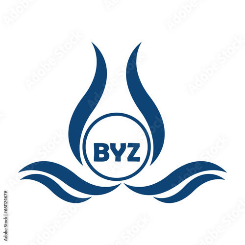 BYZ letter water drop icon design with white background in illustrator, BYZ Monogram logo design for entrepreneur and business.
 photo