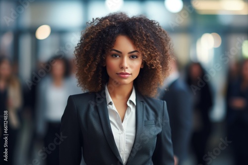 A african american woman stands with her arms crossed