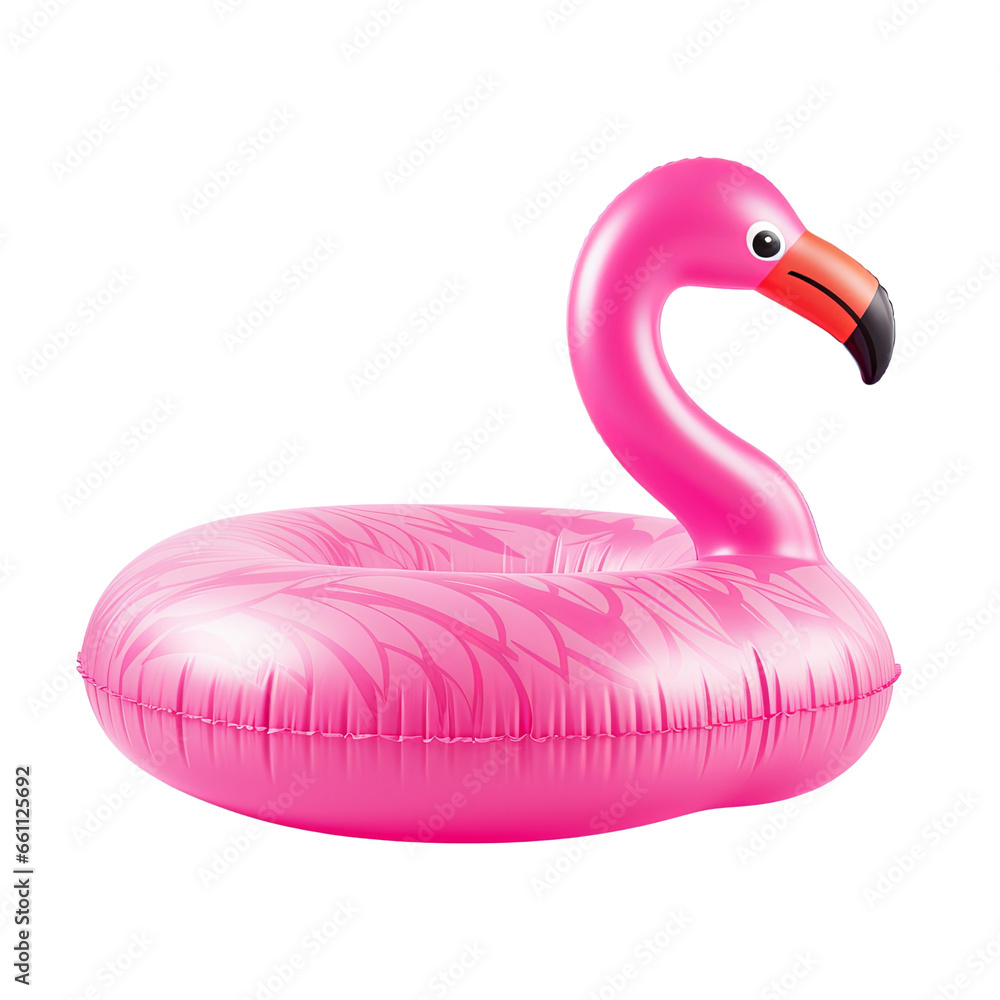 Pink pool inflatable flamingo for summer beach isolated on transparent background cutout PNG Pink pool inflatable flamingo for summer beach isolated on transparent background cutout PNG