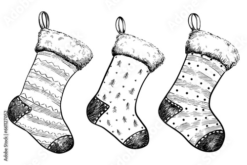 Christmas socks vector sketch illustration