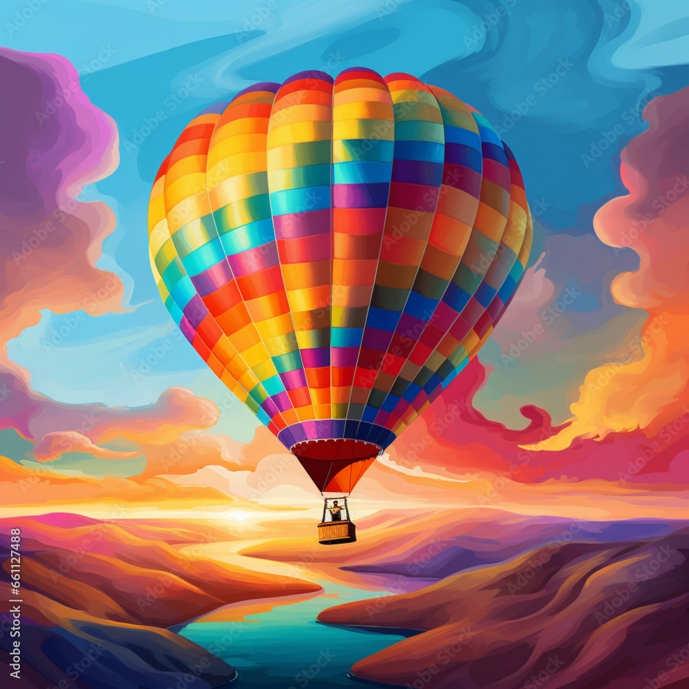 Obraz premium Colorful hot air balloon representing dreams taking flight