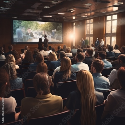Wallpaper Mural Rear side of audiences sitting and listening the speackers on the stage Torontodigital.ca