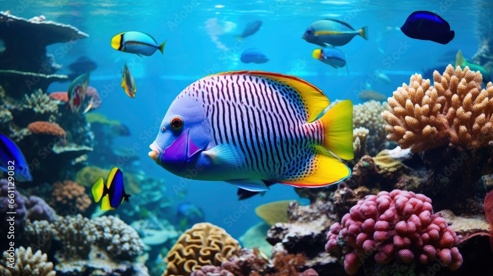 Fototapeta premium Giant beautiful tropical sea fish underwater at bright and colorful coral reef