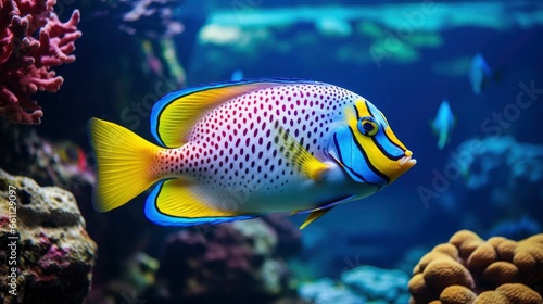 Giant beautiful tropical sea fish underwater at bright and colorful coral reef