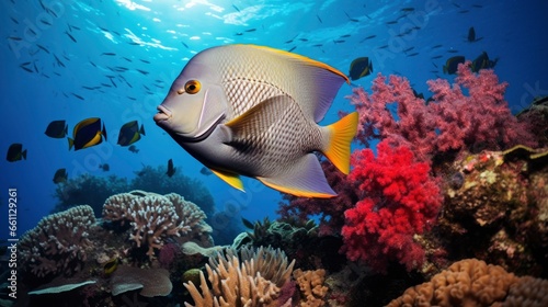Giant tropical sea fish underwater at bright and colorful coral reef © shooreeq