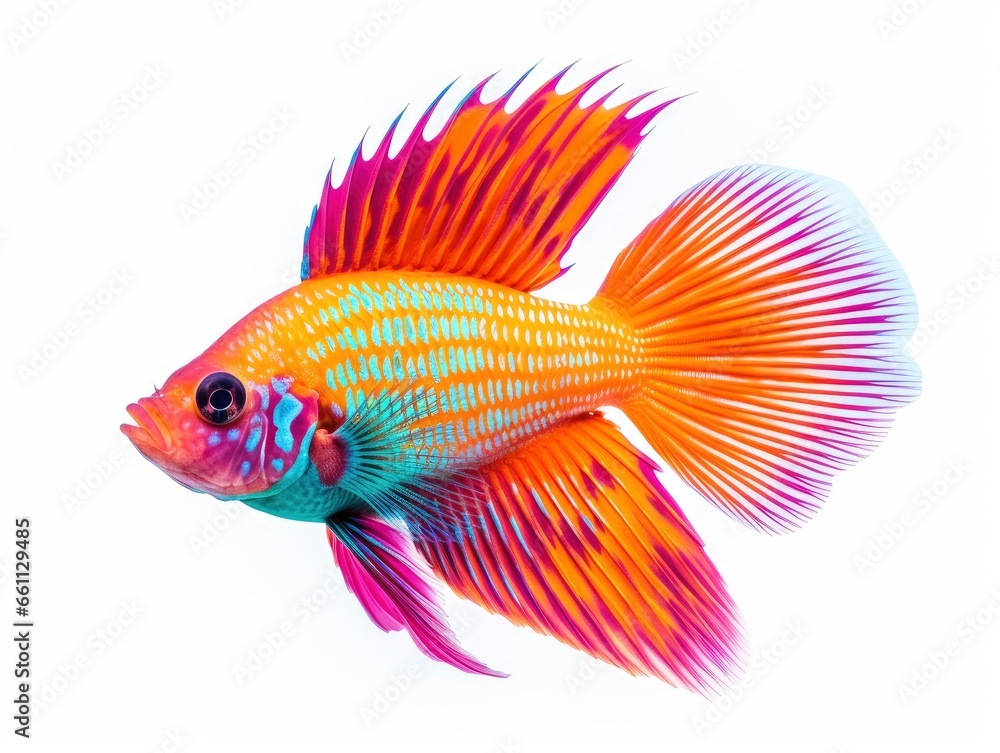 Fototapeta premium Bright vivid colored tropical fish isolated on white background