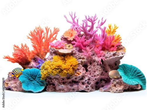 Bright vivid colored tropical corals isolated on white background © shooreeq