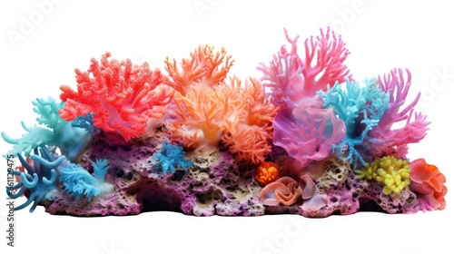 Bright vivid colored tropical corals isolated on white background