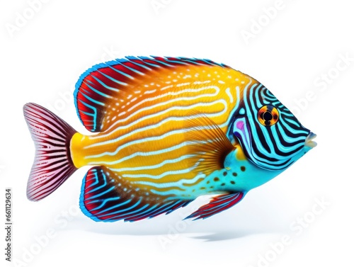 Bright vivid colored tropical fish isolated on white background