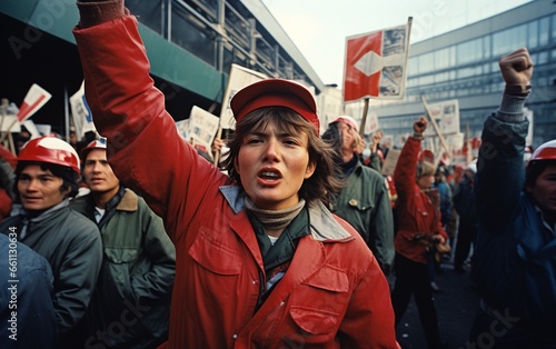 Workers on Strike in a Photo photo