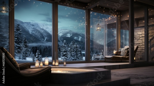 Luxurious Spa Retreat with Breathtaking Snowfall Views for Ultimate Relaxation  Winter Serenity
