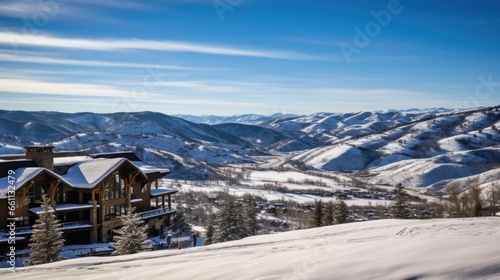 Luxury Ski Resort Offering Stunning Mountain Views, Elevated Winter Getaway © thesweetsheep