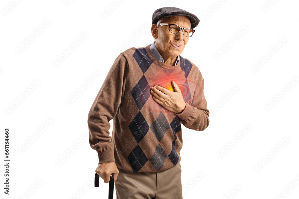 Elderly man having a heart attack symptoms Elderly man having a heart attack symptoms